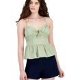 thumbnail image 1 of PLANET HEART Womens Textured Peplum Tank Top, Green, Juniors, Large, 1 of 1