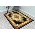 thumbnail image 1 of Glamour Thick Plush Oriental Area Rug Traditional Carpet Floral Medallion Design-206 (7'8"x10'8",Black), 1 of 11
