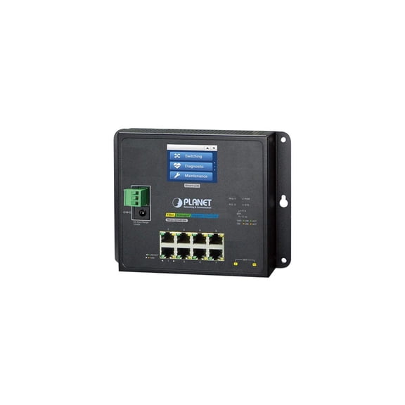 PLANET WGS-5225-8T2SV Industrial L2+ 8-Port 10/100/1000T + 2-Port 100/1000X SFP Wall-mount Managed Switch with LCD Touch Screen