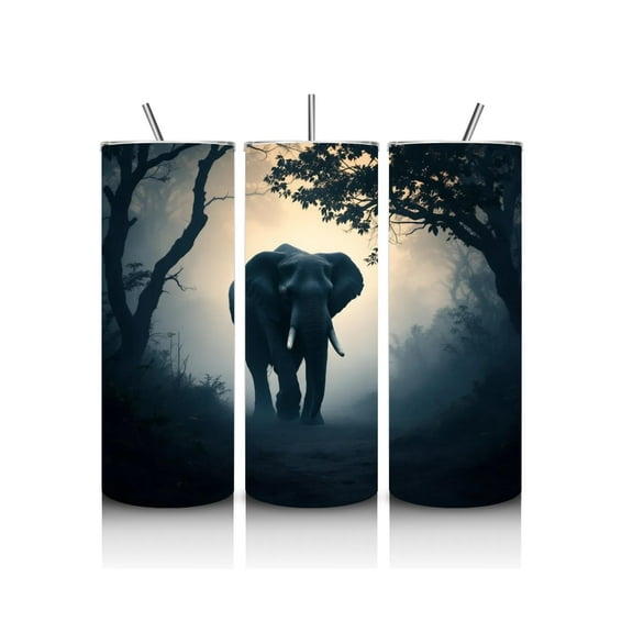 Alpha Printing 20oz Tumbler Elephant Foggy Jungle Nature Edition