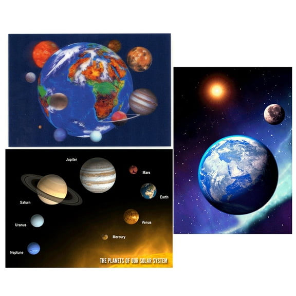 PLANETS: 3 Lenticular 3D Postcard Greeting Cards - Earth - Solar System