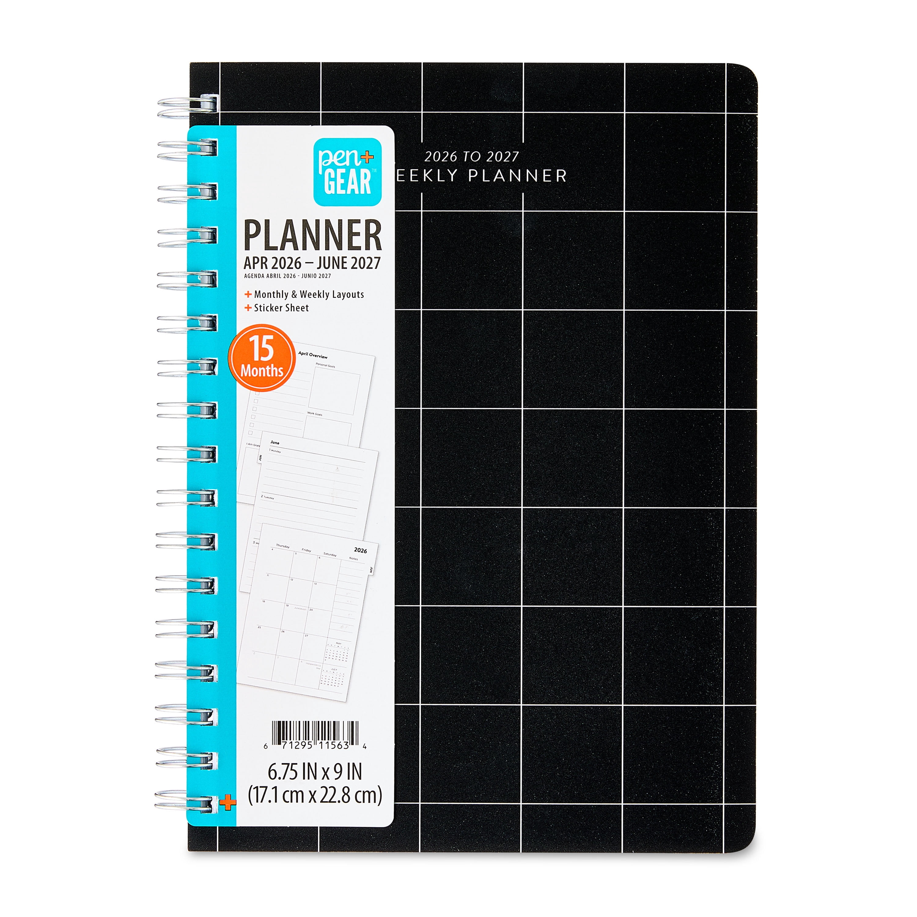 Pen+Gear Medium Grid Planner April 2026 to June 2027 - Walmart.com