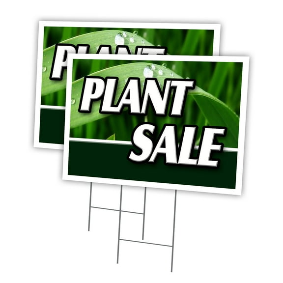 PLANT SALE 2 Pack Of 18" x 24" Yard Sign & Stake | Advertise Your Business | Stake Included Image On Front Only | Made in The USA
