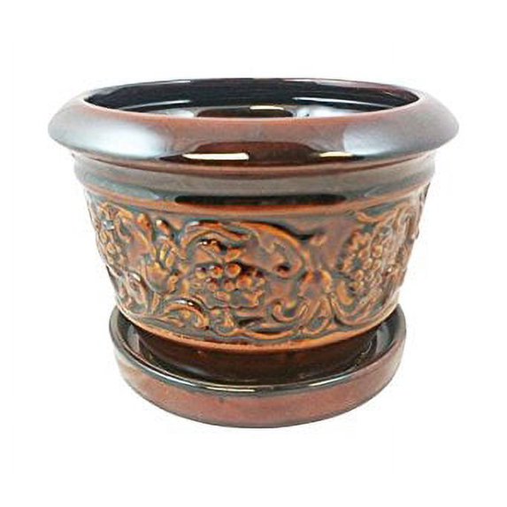 Trendspot 6 in. H X 6 in. W Ceramic Ceramic Pot Brown LJ01008-06