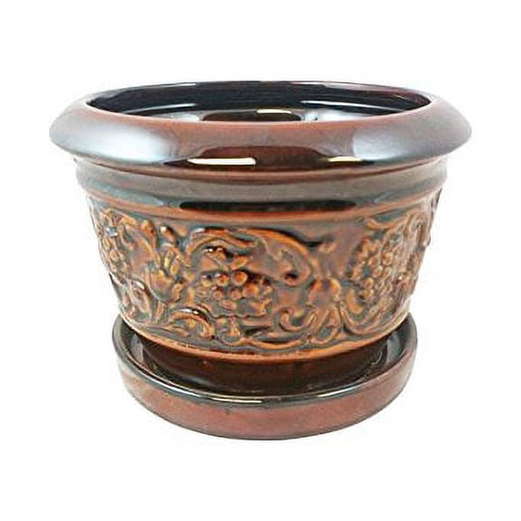 Trendspot 6 in. H X 6 in. W Ceramic Ceramic Pot Brown LJ01008-06