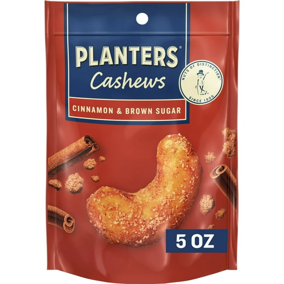 PLANTERS Cashews Cinnamon & Brown Sugar, Party Snacks, 5 oz (Pack of 4)