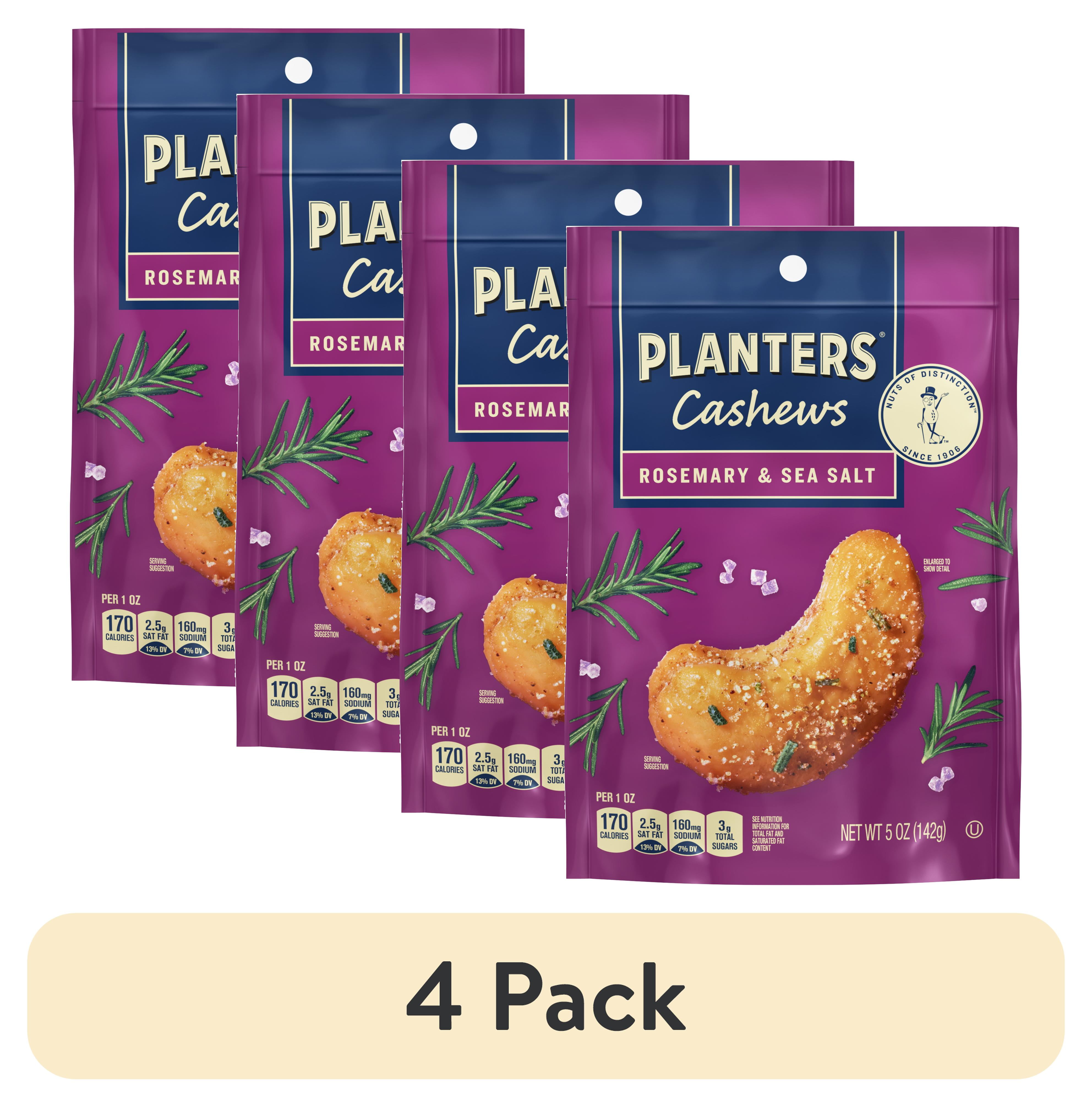 (4 pack) PLANTERS Cashews Rosemary & Sea Salt, Party Snacks, 5 Oz Bag