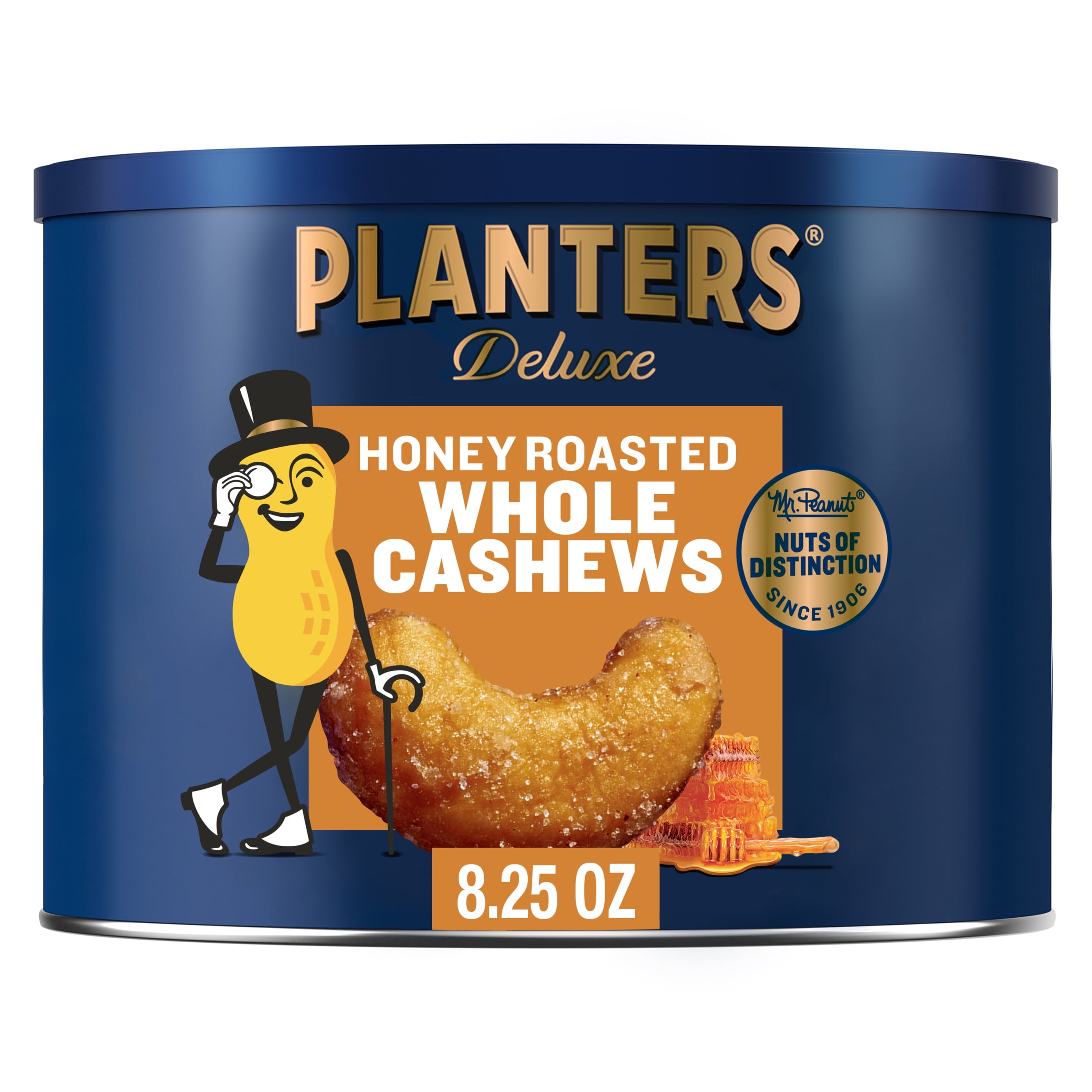 PLANTERS Deluxe Honey Roasted Whole Cashews, Sweet and Salty Snacks, 8