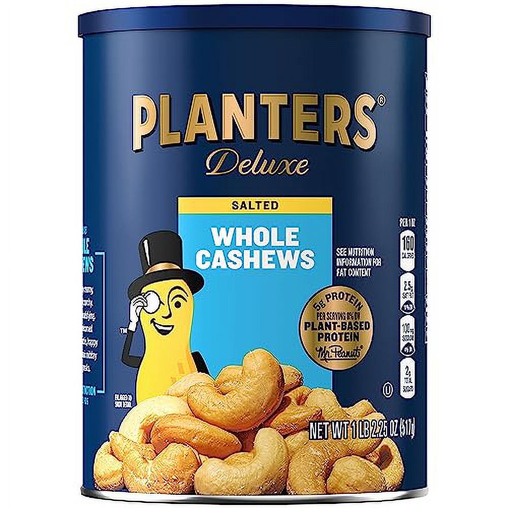 PLANTERS Deluxe Salted Whole Cashews, Party Snacks, PlantBased Protein