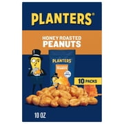 PLANTERS Honey Roasted Peanuts, Party Snacks, Plant Based Protein, 1 oz Pack (Box of 10)