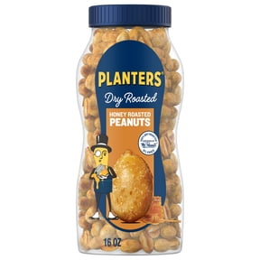 PLANTERS Honey Roasted Peanuts, Party Snacks, Plant-Based Protein, 16 oz Jar