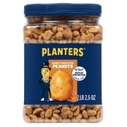 PLANTERS Honey Roasted Peanuts, Party Snacks, Plant Based Protein, 34.5 oz Jar