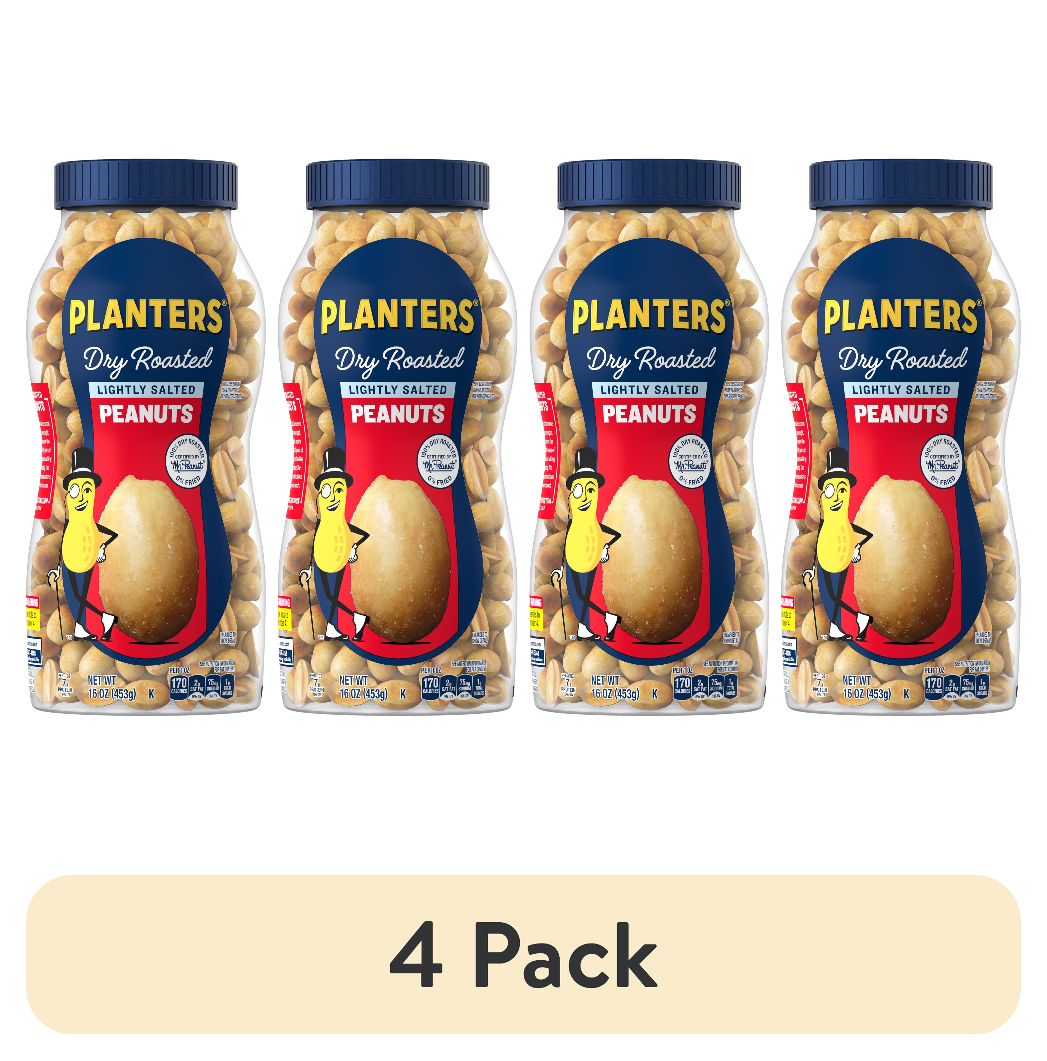(4 pack) PLANTERS Lightly Salted Dry Roasted Peanuts, Party Snacks