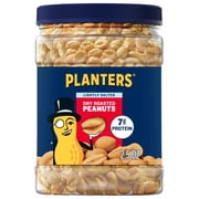 PLANTERS Lightly Salted Dry Roasted Peanuts, Party Snacks, Plant-Based Protein, 2.16 lb Canister