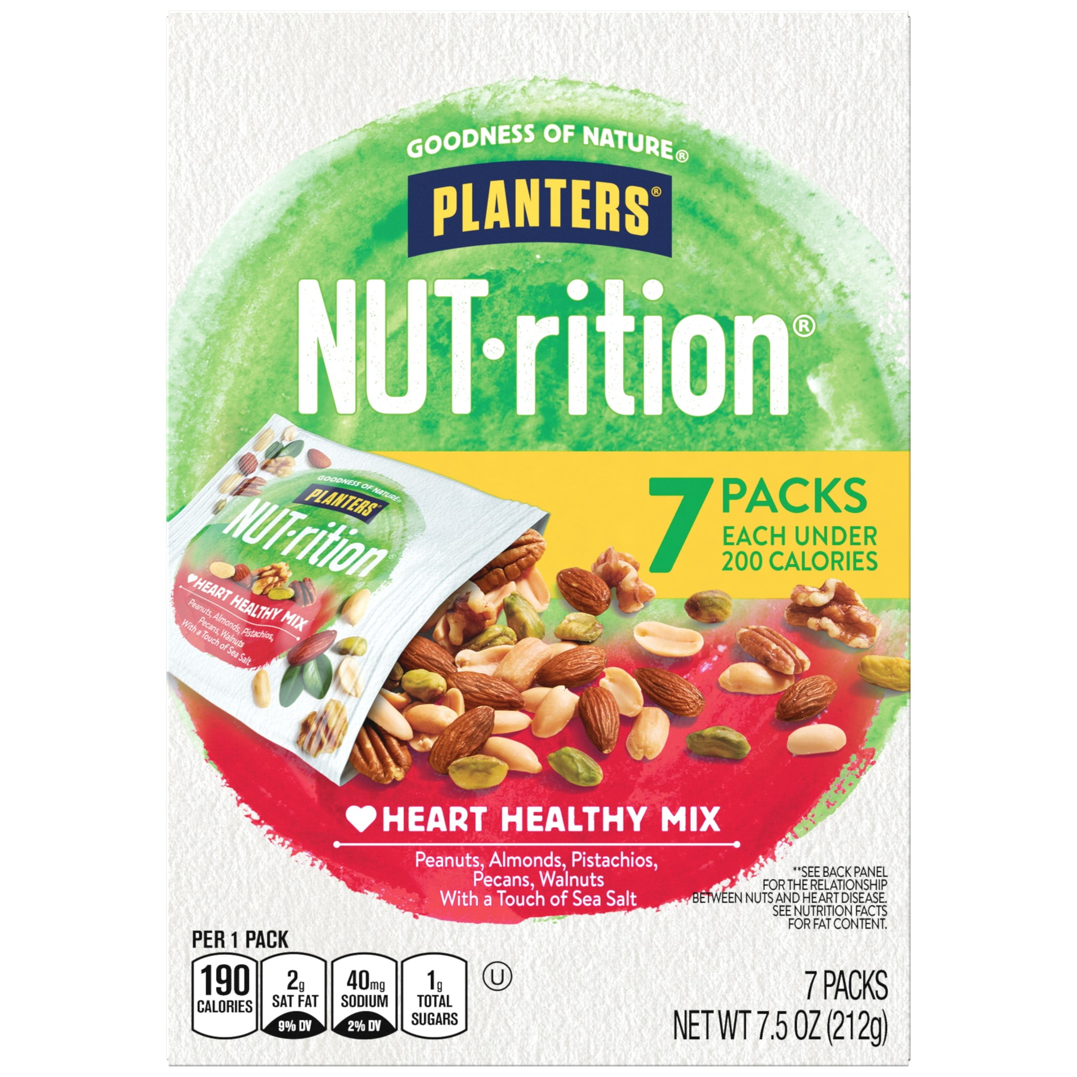 PLANTERS NUT-RITION Heart Healthy Nut Mix, Shelf Stable, 1 oz Plastic Package (7 Count)