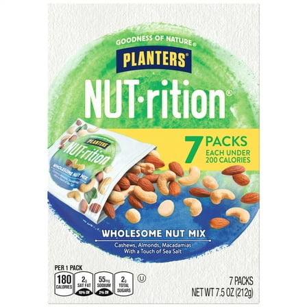 PLANTERS NUT-RITION Wholesome Nut Mix, Mixed Nuts, Plant Based Protein, 7 Count Box