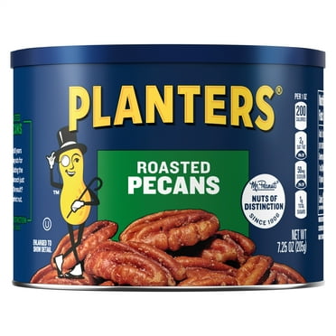 PLANTERS Roasted Pecan Nuts, Party Snacks, Plant-Based Protein, 7.25 Oz Steel Can