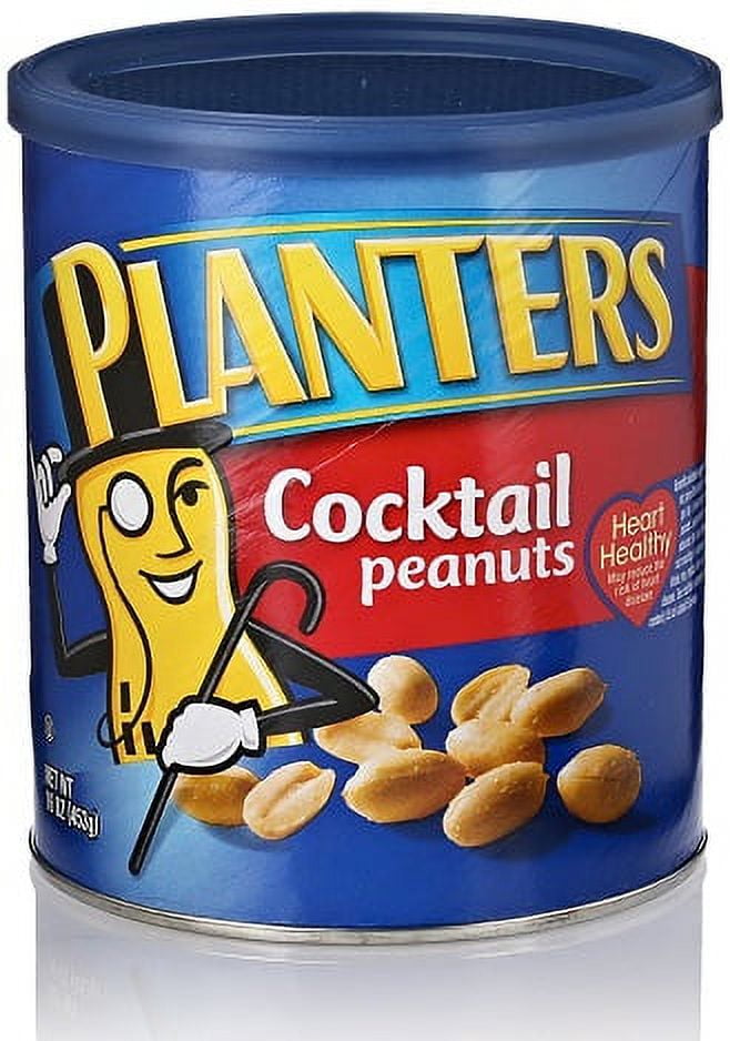 PLANTERS Salted Cocktail Peanuts, Party Snacks, Plant Based Protein, 16 oz Steel Can