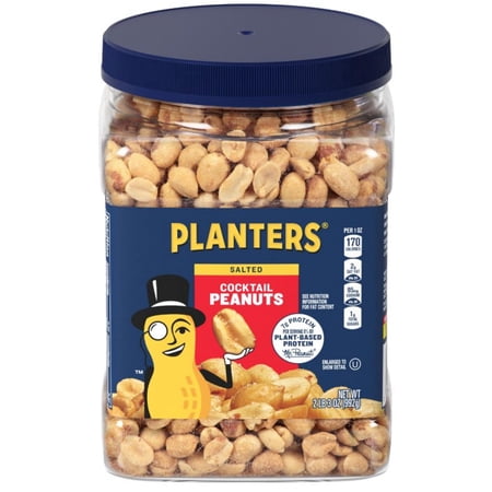 Planters Salted Peanuts Cocktail Party Snack Plant Based 2.19lb Jar