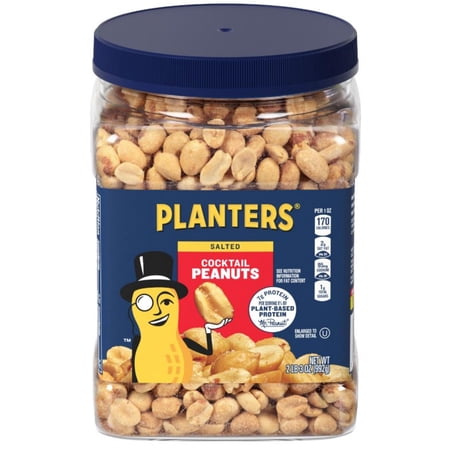 Planters Salted Peanuts Cocktail Party Snack Plant Based 2.19lb Jar