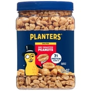 PLANTERS Salted Dry Roasted Peanuts, Party Snacks, Plant Based Protein, 2.16 lb Container