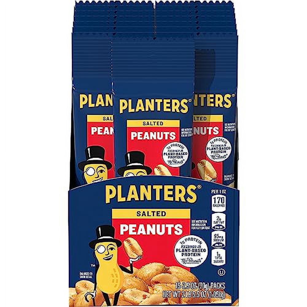 PLANTERS Salted Peanuts, 2.5 oz Bag (Pack of 15)