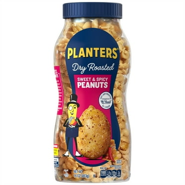 PLANTERS Sweet and Spicy Peanuts, Party Snacks, Plant-Based Protein, 16 oz Jar