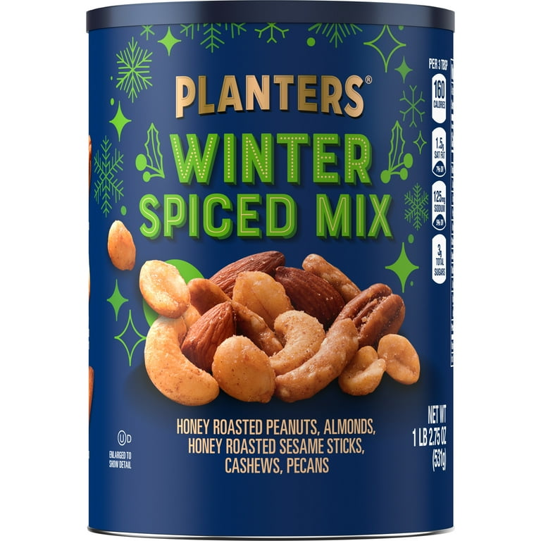 PLANTERS Winter Spiced Trail Mix, Mixed Nuts, 1.17 lb Canister