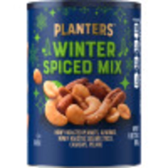 PLANTERS Winter Spiced Trail Mix Snack Mixed Nuts, Party Snacks, Plant Based Protein, 1.17 lb Canister