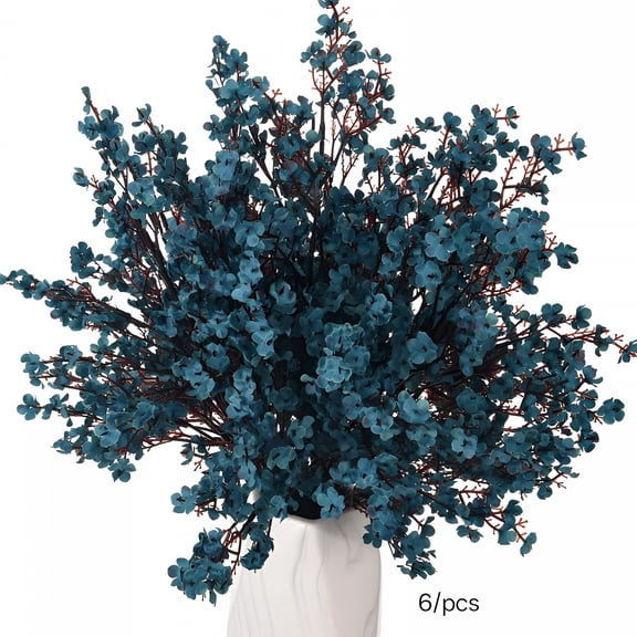 PLANTORA 2026 New 14.1" Artificial Silk Teal Blue Baby'S Breath Wedding Bouquet(6 Count) for Weddings, Bridal Showers, Home Decor, Event Decoration, Floral Arrangements.