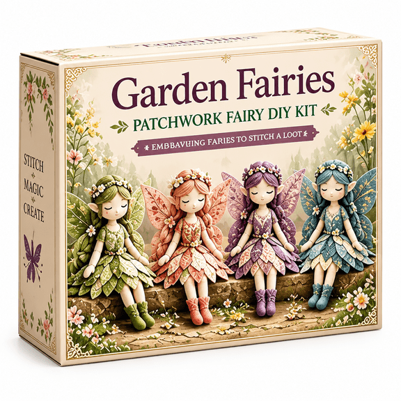 PLANTORA Fairy Patchwork Diy Collection,Handmade Fairy Sewing Kit,Make 4Pcs Winged Cloth Doll,Fabric Full Supplies Diy Craft Set for Beginner,Gifts for Craft Lovers(#07)