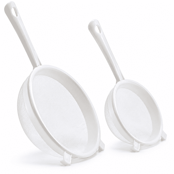 PLANTORA Kefir Strainer Set, 2-Size Plastic Non-Metal Sieve with Fine Mesh 6.3"&3.9" Diameter Double-Size for Kefir Grains, Milk Kefir, Water Kefir&Kombucha-Durable, Food Grade&Easy Clean