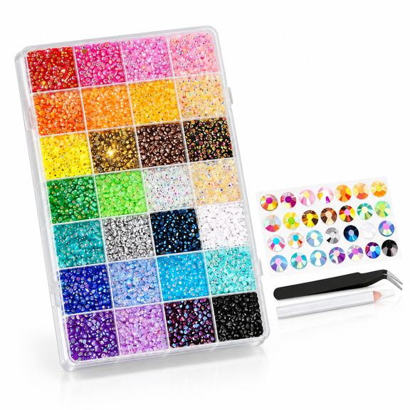 PLANTORA Rainbow Bedazzle Kit 3Mm Resin Jelly Rhinestones 30000Pcs Flatback Bedazzled Beads for Craft