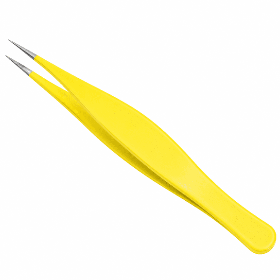 PLANTORA Ultra Fine Sharp Pointed Tweezers Precision, Needle Nose Pointy Tweezers for Ingrown Hair Removal Kit Sharp Pointed Tweezers First Aid, Yellow, 1-Piece