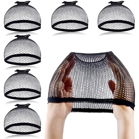 PLANTORA Wig Caps 6Pcs Breathable Mesh Net Wig Caps Weaving Hair Net for Wig Close End Fishnet Wig Cap Wig Hair Net(Black)