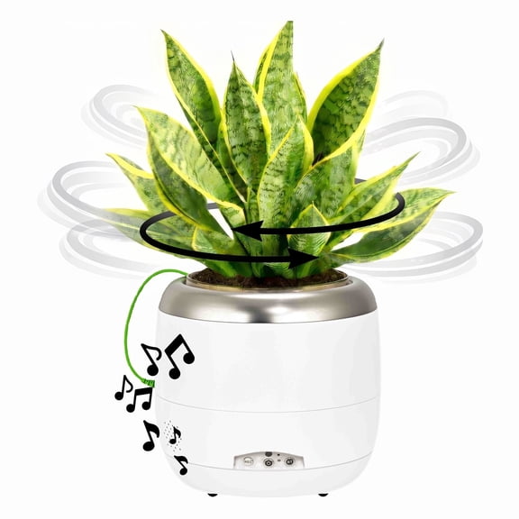 Smart Interactive Plant Pot with Bluetooth Speaker, Motion-Responsive Companion, 6-Inch Planter