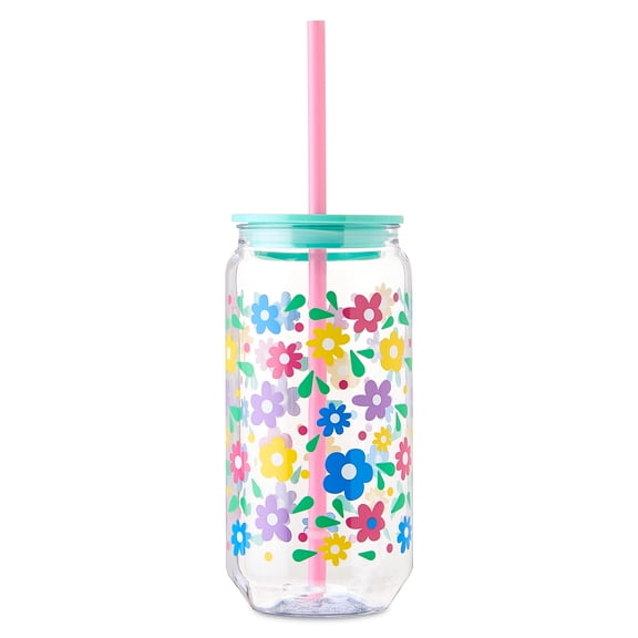 Flower Tumbler with Lid and Straw, Multicolor, Easter by Way To Celebrate