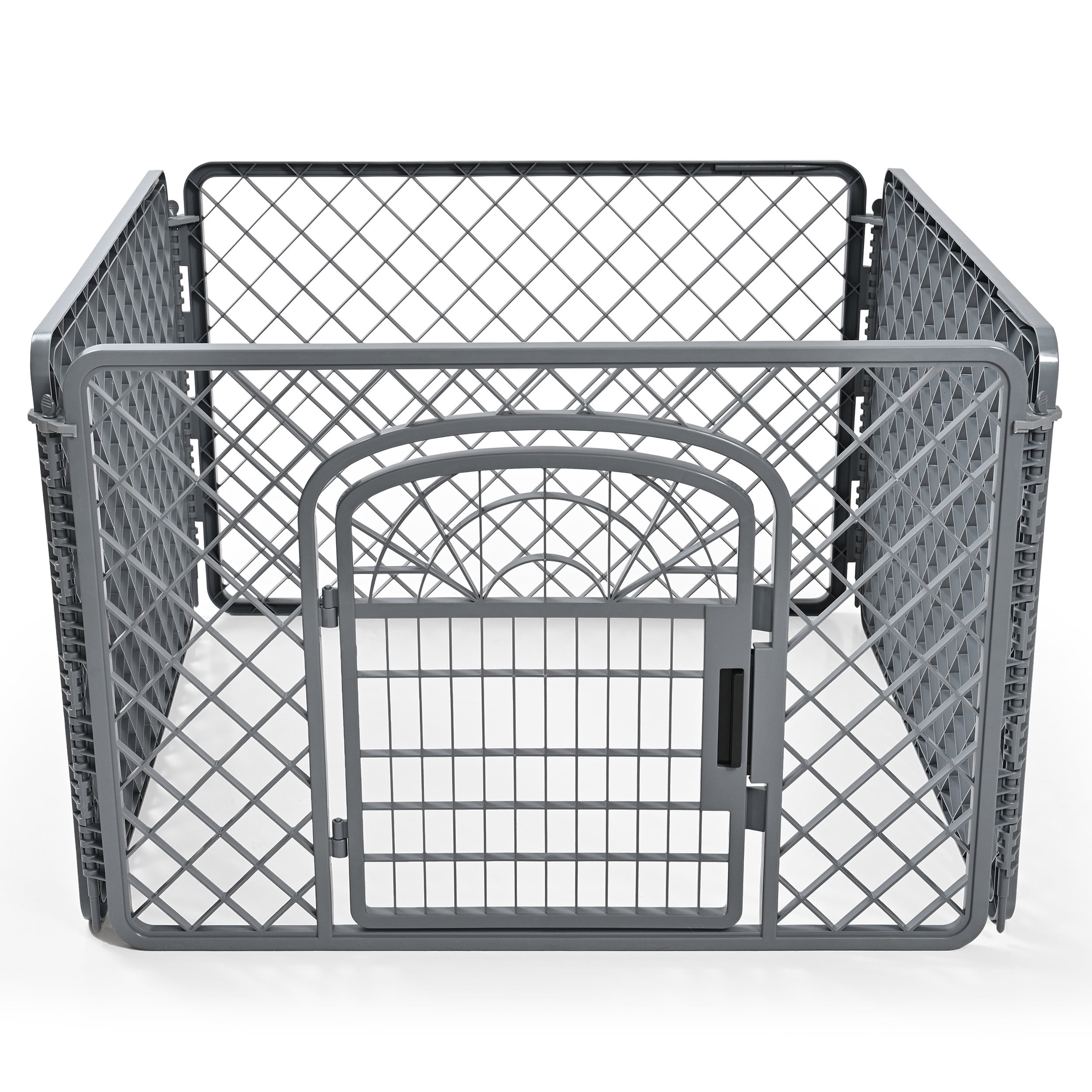 Vibrant Life 4-Panel Plastic Playpen for Dogs, Dark Gray, 24"