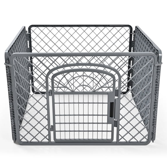 Vibrant Life 4-Panel Plastic Playpen for Dogs, Dark Gray, 24"