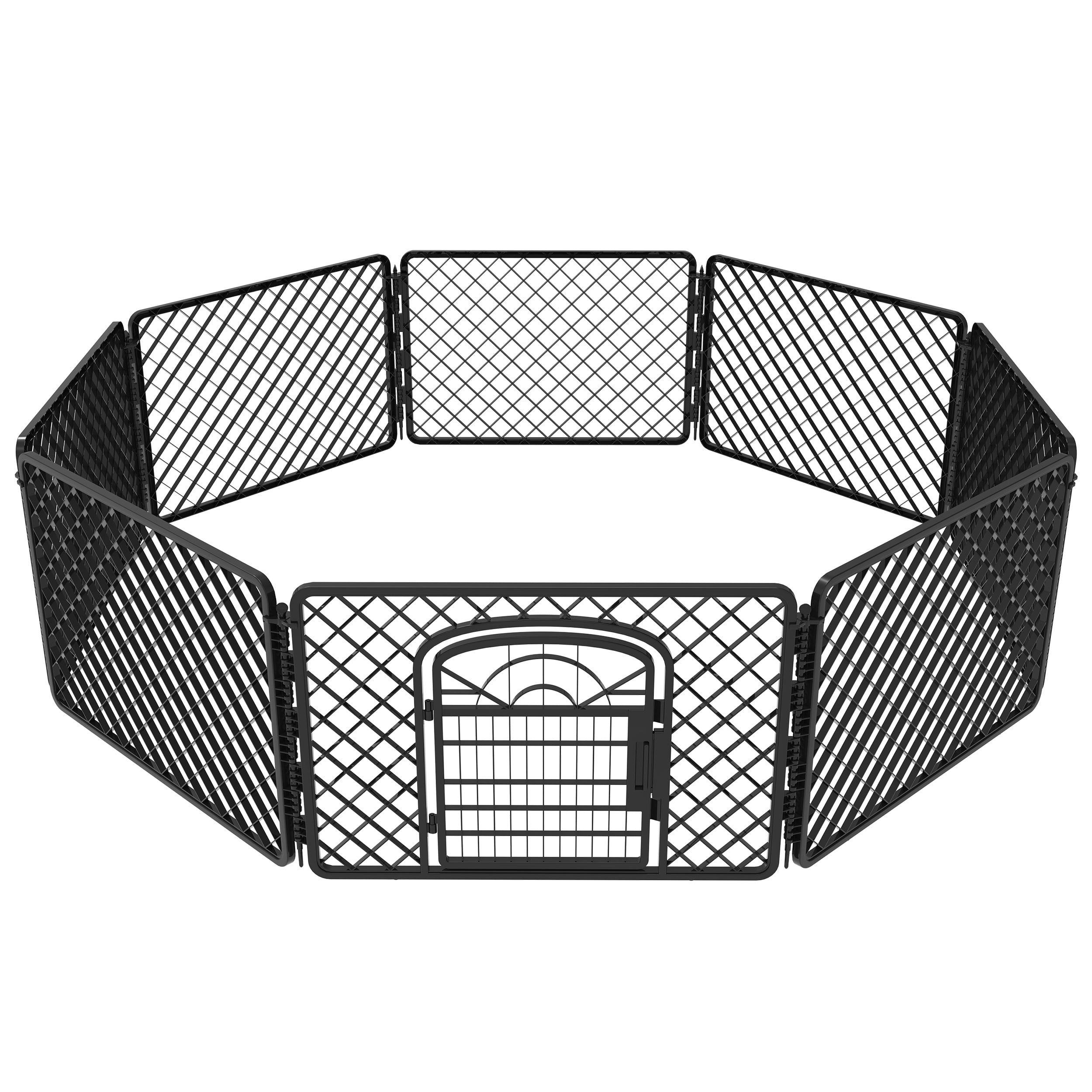 Vibrant Life 8-Panel Plastic Playpen for Dogs, Black 24"