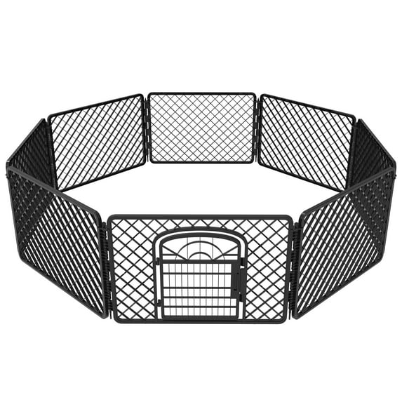 Vibrant Life 8-Panel Plastic Playpen for Dogs, Black 24"
