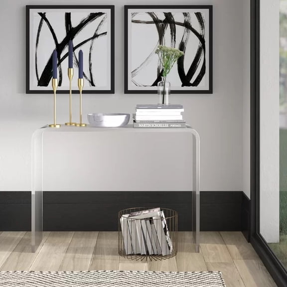 PLASTICMART Waterfall Style Acrylic Console Table, Clear / Colors 36" x 15" x 30"