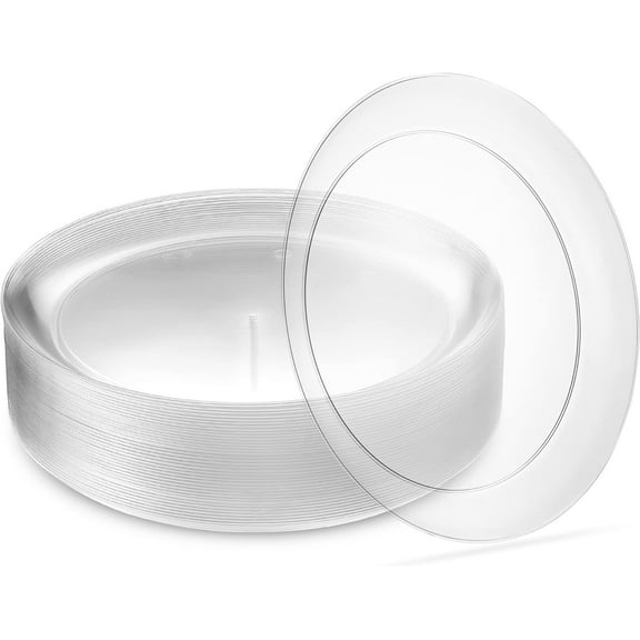 PLASTICPRO 10" Crystal Clear Plastic Plates Disposable Plates for Party, 40-Pack