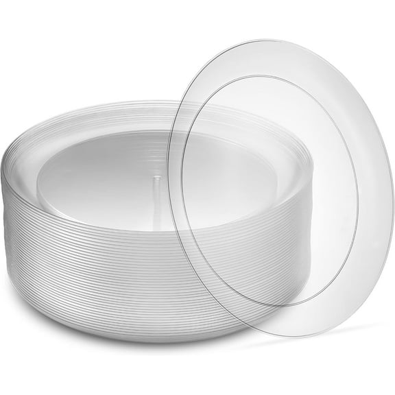 PLASTICPRO 12" Crystal Clear Plastic Plates Disposable Plates for Party, 40-Pack