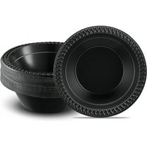 PLASTICPRO 12 Oz Black Plastic Bowls Round Disposable Microwavable Bowls, 100-Pack