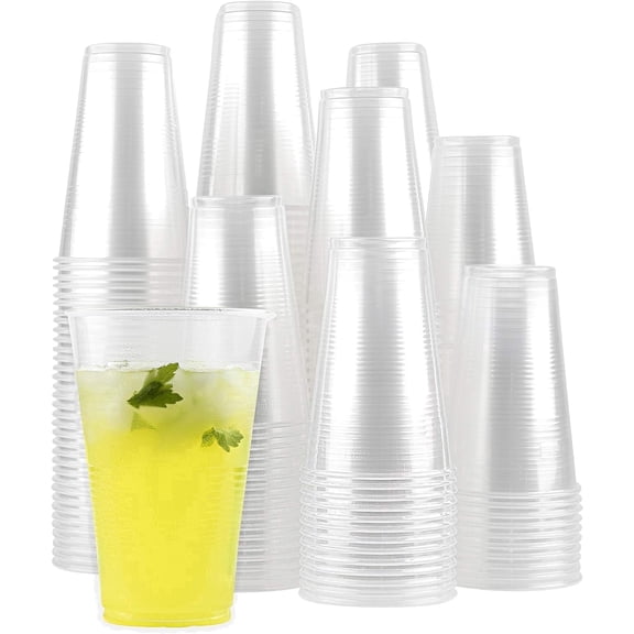 PLASTICPRO 12 Oz Clear Disposable Cups Plastic Cups for Party, 300-Pack