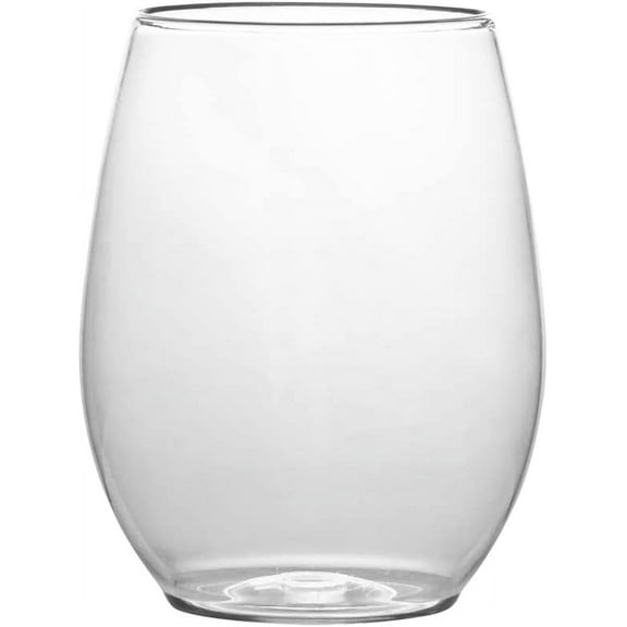 PLASTICPRO 12 Oz Disposable Stemless Wine Glasses Clear Plastic Cups for Party, 12-Pack