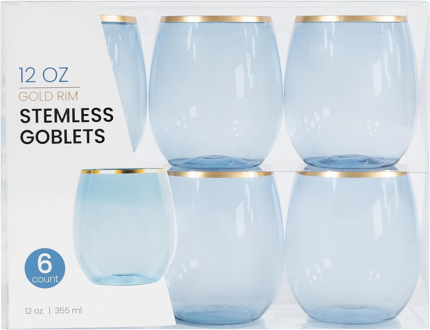 PLASTICPRO 12 Oz Disposable Stemless Wine Glasses Translucent Blue Plastic  Cups for Party, 12-Pack - Walmart.com