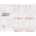 thumbnail image 1 of PLASTICPRO 12 Oz Disposable Stemless Wine Glasses Translucent Pink Plastic Cups for Party, 6-Pack, 1 of 3