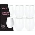 thumbnail image 1 of PLASTICPRO 12 Oz Disposable Stemless Wine Glasses White Plastic Cups for Party, 6-Pack, 1 of 3
